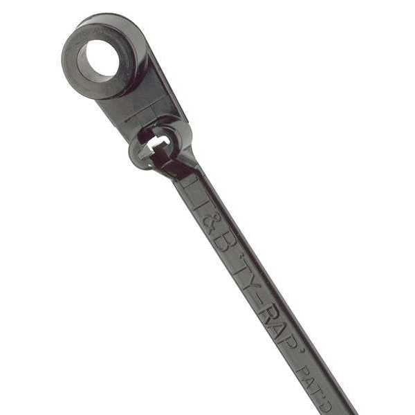 Cable Tie, 6 in L, 1-1/8 in Max Bundle Dia., Black, Nylon 6/6, 40 lb Strength, 100 PK