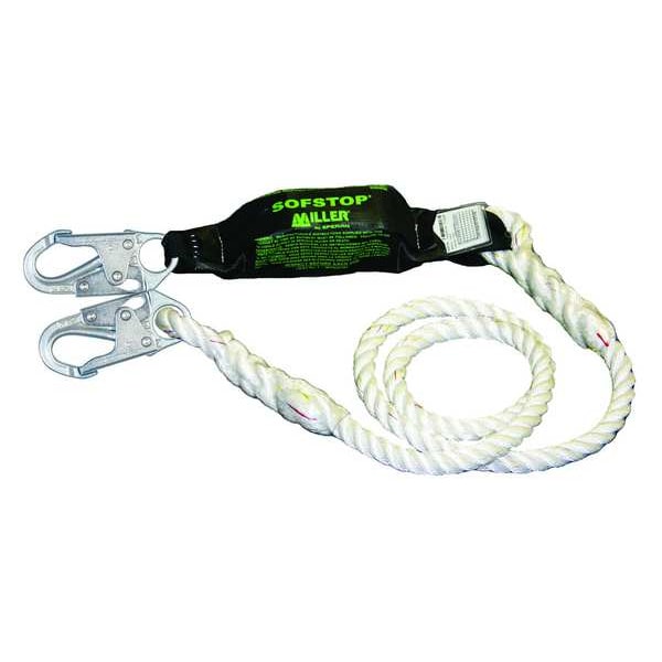 SofStop(TM) Positioning Lanyard, 6 ft. Length, Snap Hook, Steel, 1 Leg(s), 310 lb. Weight Capacity