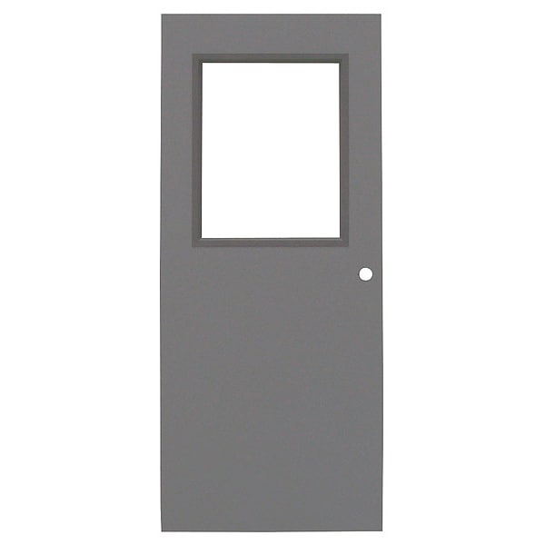 Half Glass Steel Door, 84 in H, 48 in W, 1 3/4 in Thick, 16-gauge, Type: 2