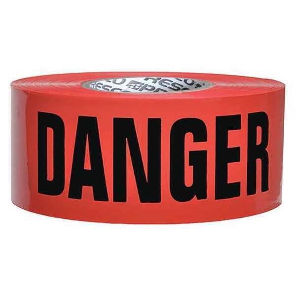 Barricade Tape, Danger Do Not Enter, 3 in Wide x 1000 ft Long, Polyethylene, 1.6 mil Thickness