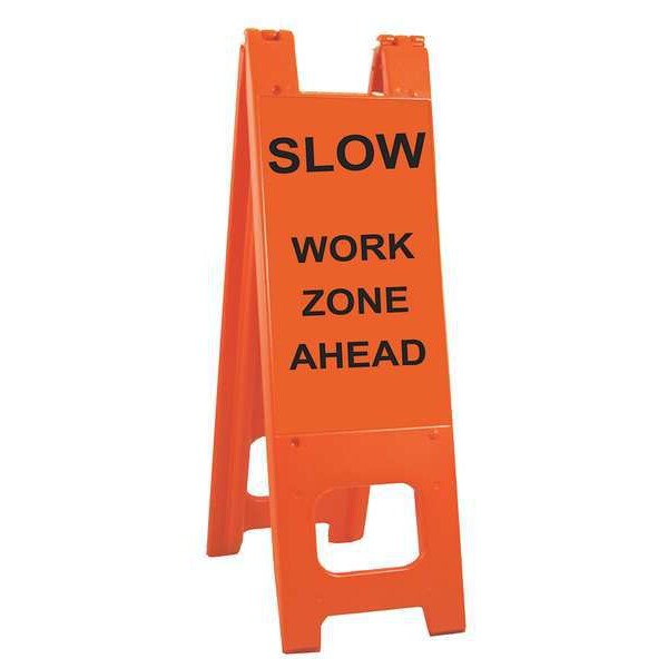 Barricade Sign, Polyethylene, Engineer, 45 in Height, 3 in Length, Orange