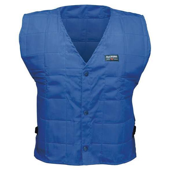 Evaporative Cooling Vest, Cotton, Evaporative, Up to 72 hr Max Cooling Time, Snap Closure, Blue