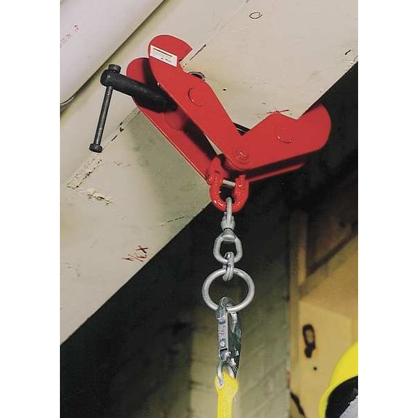 Beam Clamp, 400 lb Weigth Capacity, Steel Anchor, 5,000 lb Tensile Strength, 1 Workers per System