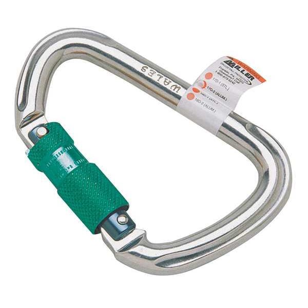 Carabiner, Twist-Lock, Offset-D, 8 5/8 in Length, 1" Gate Opening, Aluminum, Silver