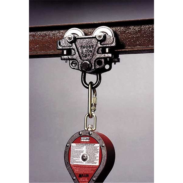 Beam Trolley Anchor, 4 1/2 in Length, 400 lb Weigth Capacity, Steel Anchor, Fixed D-Ring