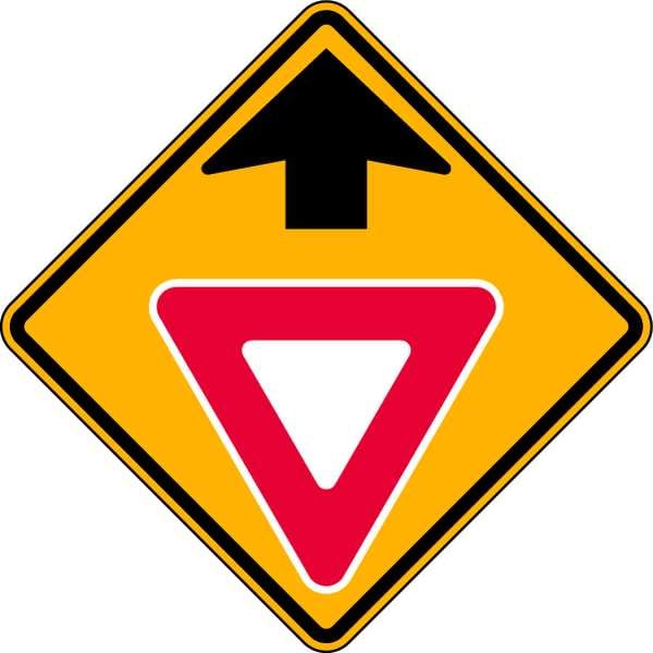 Yield Ahead Traffic Sign, 30 in Height, 30 in Width, Aluminum, Diamond, No Text