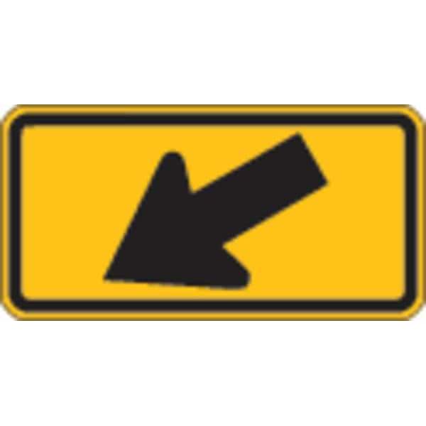 Left Downward Arrow Traffic Sign, 12 in Height, 24 in Width, Aluminum, Horizontal Rectangle