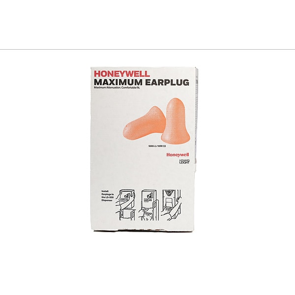 MAXIMUM Ear Plugs Dispenser Refill, Uncorded, Bell Shape, NRR 33 dB, Disposable, Coral, M, 500 Pairs