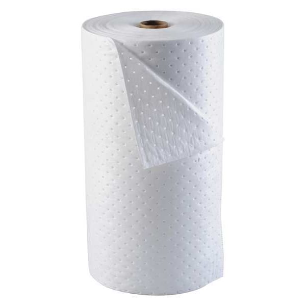 Sorbent Roll, 49 gal, 30 in x 150 ft, Oil, White, Polypropylene