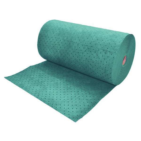 Sorbent Roll, Universal, 64 gal Vol Absorbed per Pkg, 32 in x 300 ft, Green, Polypropylene
