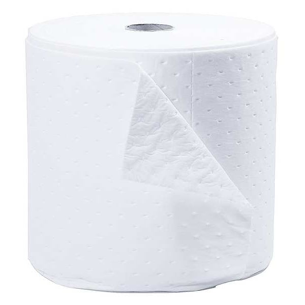 Sorbent Roll, 18 gal, 15 in x 150 ft, Oil, White, Polypropylene