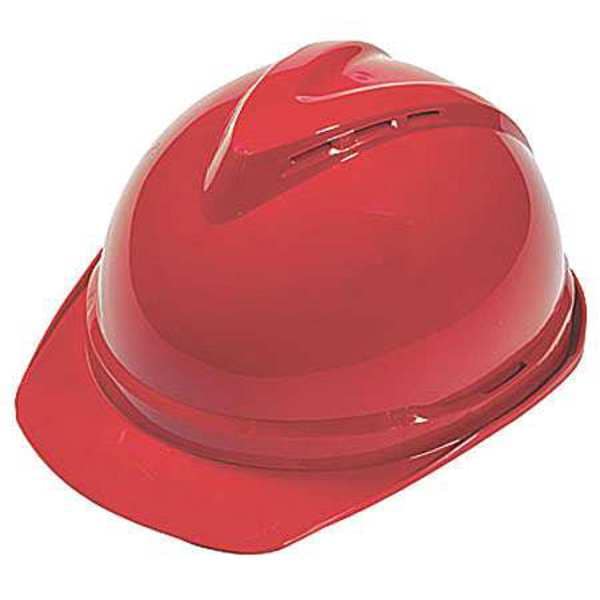 Hard Hat, V-Gard 500, Polyethylene, 6 Point Ratchet, Type 1, Class C, Red
