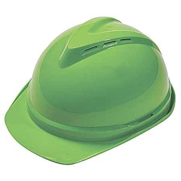 Hard Hat, V-Gard 500, Polyethylene, 6 Point Ratchet, Type 1, Class C, Bright Green