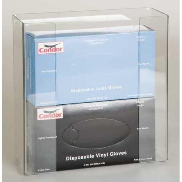 Glove Dispenser, PETG, Holds (2) Boxes , Clear , 11 in H x 11 in W x 4 in D