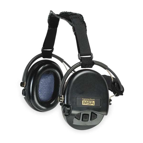 Supreme Pro-X Behind-the-Head Electronic Ear Muffs, 19 dB NRR, Foldable, Black