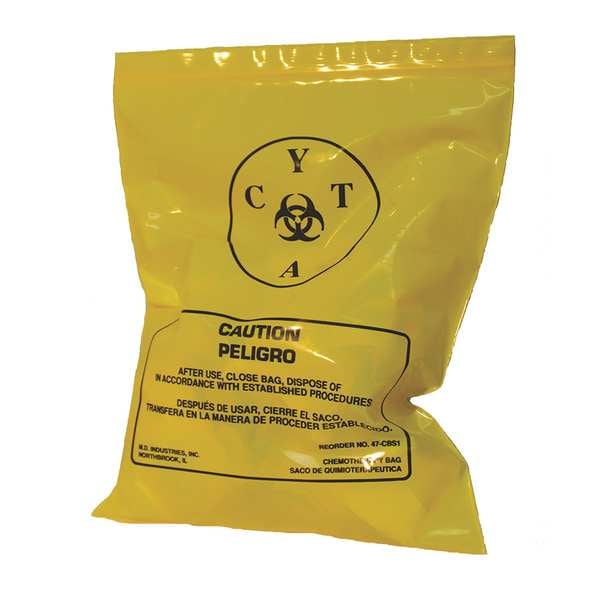 Chemo Waste Bags, 0.5 gal., Yellow, PK100