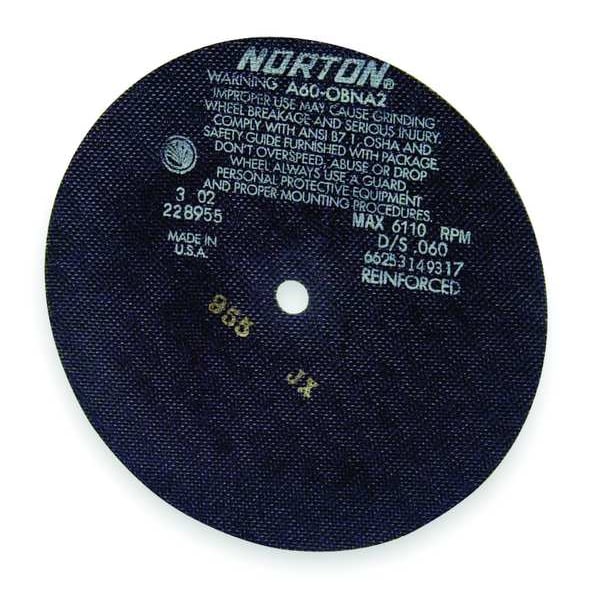 Abrasive Cut-Off Wheel, Type 1, 6 in Dia, 0.035 in Thick, 3/8 in Arbor Hole Size, Aluminum Oxide
