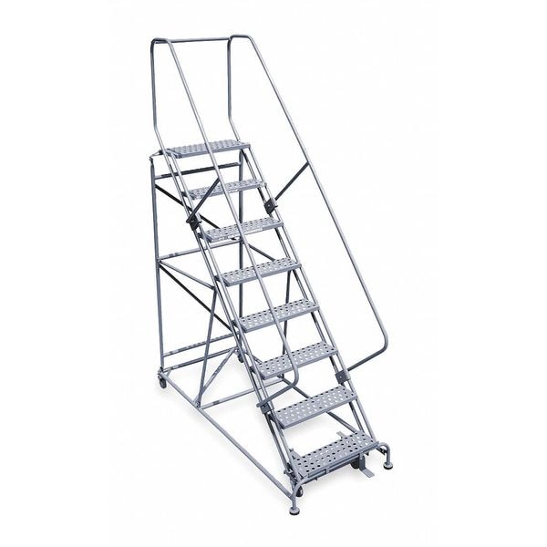 110 in H Steel Rolling Ladder, 8 Steps, 800 lb Load Capacity