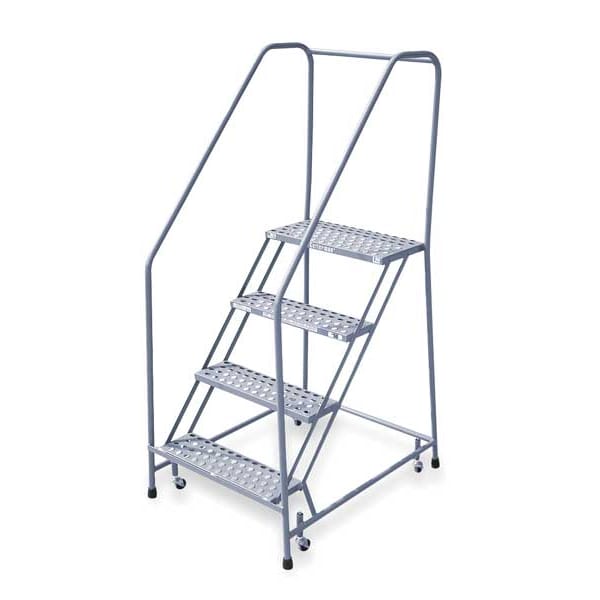 70 in H Steel Rolling Ladder, 4 Steps, 450 lb Load Capacity