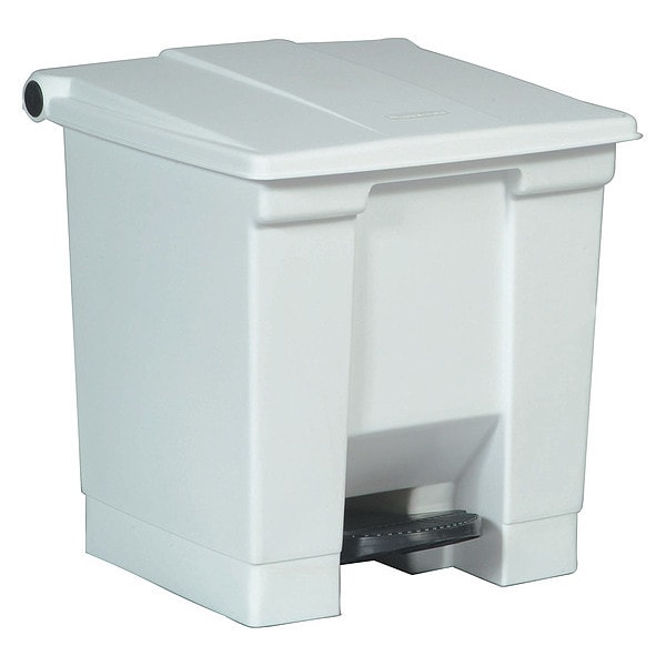 Legacy Step On Container 8 gal Rectangular Step-On Can, White, Foot Pedal, Plastic, 15 3/4 in