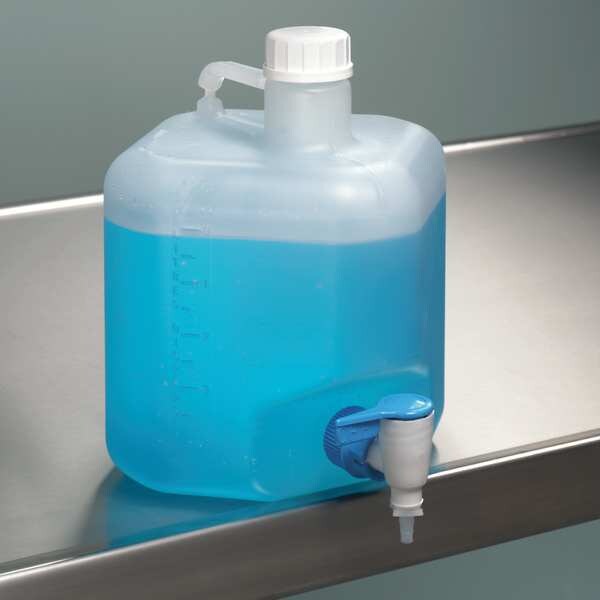 Carboy, 5 L Capacity - mL, 1.32 gal Capacity - oz, Screw On/Spigot Closure, polypropylene, White