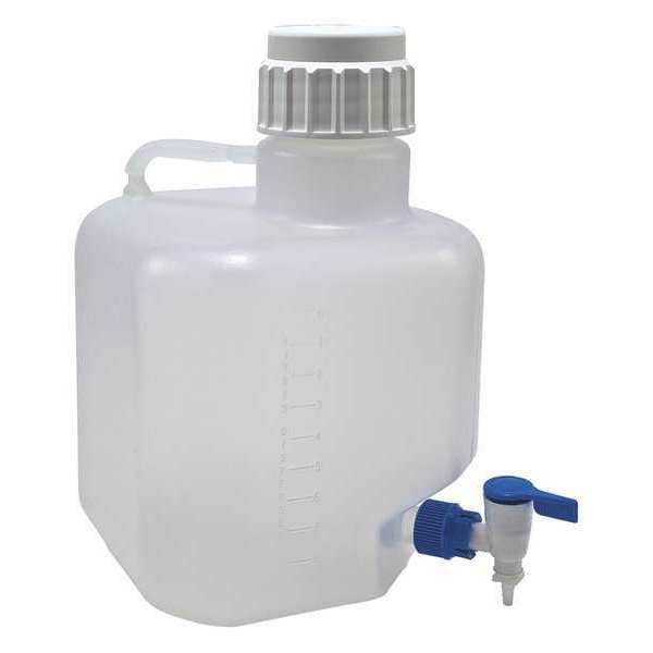 Carboy, 10 L Capacity - mL, 2.64 gal Capacity - oz, Screw On/Spigot Closure, polypropylene, White