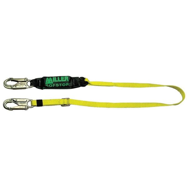 SofStop(TM) Shock Absorbing Lanyard, 4 ft. to 6 ft. Length, Snap Hook, Steel, 1 Leg(s)