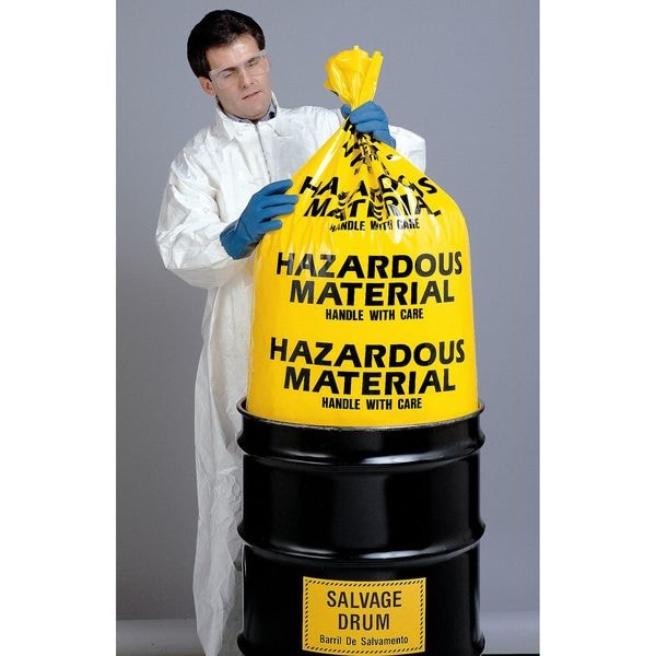 Hazardous Waste Bags, 55 gal., Yellow, PK24