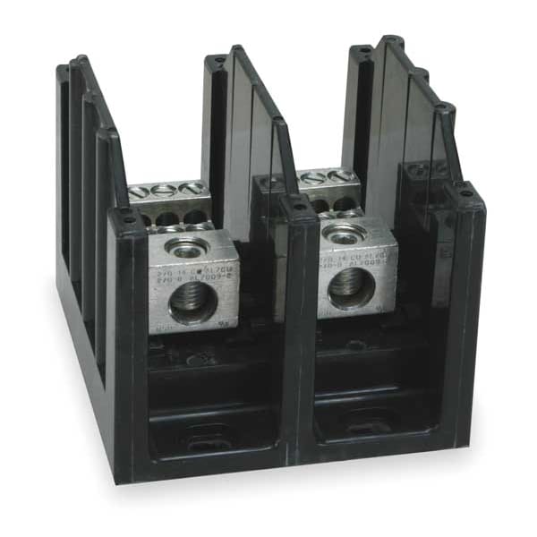 Power Distribution Block, Open, 2 Pole, 175 A Copper, 600 V AC/DC