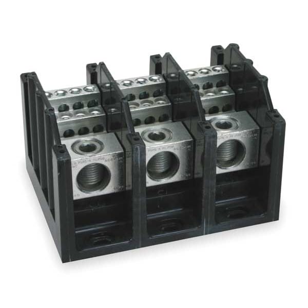 Power Distribution Block, Open, 3 Pole, 310 A Copper, 600 V AC/DC