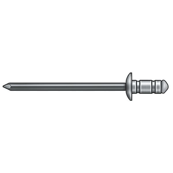 Blind Rivet, Dome Head, 1/8 in Dia., 3/8 in L, Copper Body, 500 PK