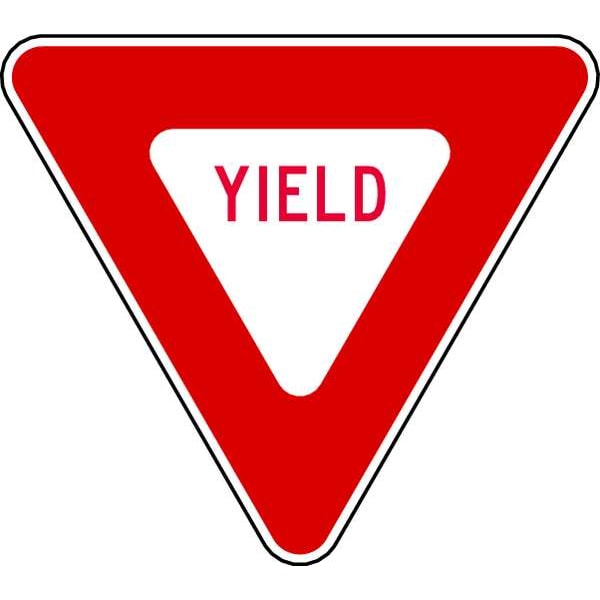 Yield Traffic Sign, 24 in H, 24 in W, Aluminum, Triangle, English, R1-2-24HA