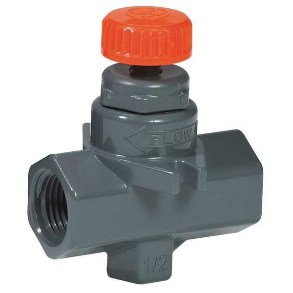 Needle Valve, Straight, PVC/FPM, 1/4", Threaded