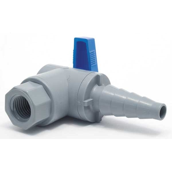 3/8" FNPT x Barb PVC Ball Valve Angle