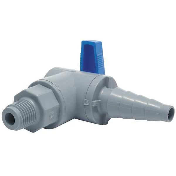 1/4" MNPT x Barb PVC Ball Valve Angle