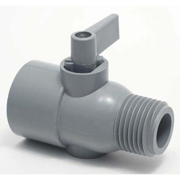 1/2" FNPT x MNPT PVC Ball Valve Inline, Port: Full