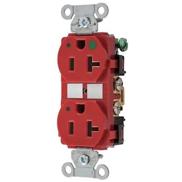 Straight Blade Receptacle, 5-20R, 20 A, 125V AC, 2 Pole, 3 Wire, Flush Mount, Grounded