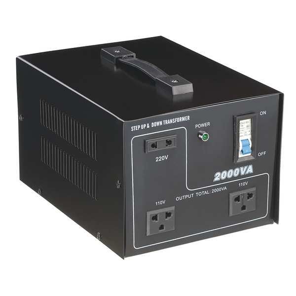 Step Up/Step Down Voltage Converter, 110V AC to 220V AC, 220V AC to 110V AC, 2000W, 50/60 Hz, Steel
