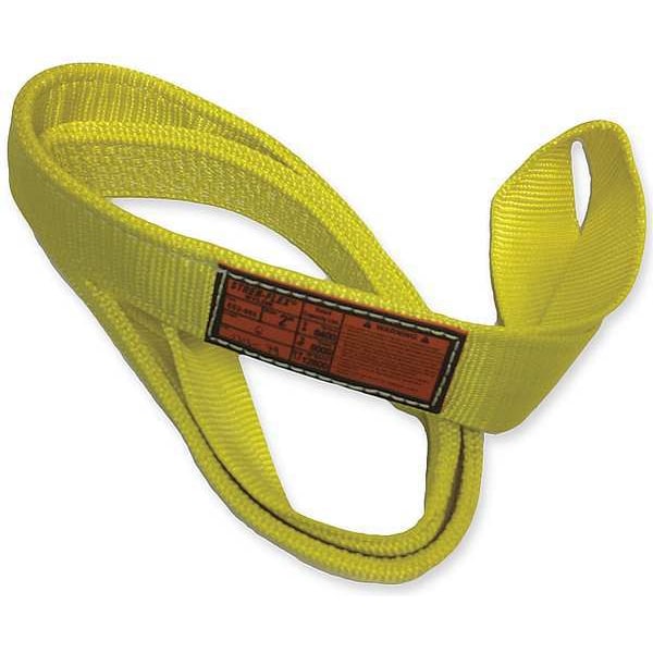 Synthetic Web Sling, Type 4, 11 ft L, 2 in W, Nylon, Yellow