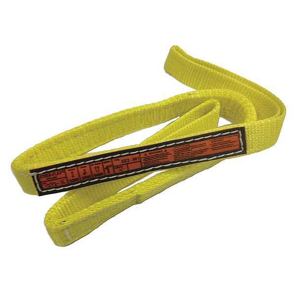 Synthetic Web Sling, Type 3, 11 ft L, 1 in W, Nylon, Yellow
