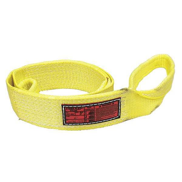 Synthetic Web Sling, Type 3, 11 ft L, 3 in W, Nylon, Yellow