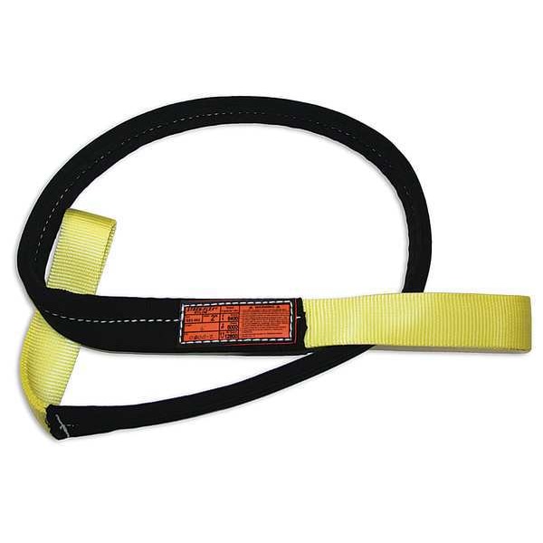 Synthetic Web Sling, Type 3, 10 ft L, 1 in W, Nylon, Yellow/Black