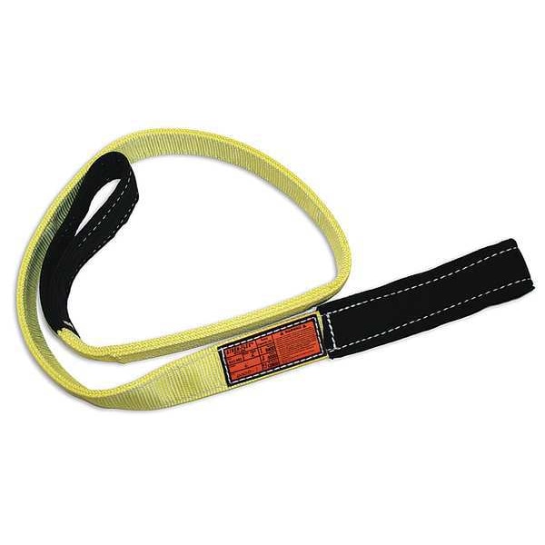 Synthetic Web Sling, Type 3, 10 ft L, 1 in W, Nylon, Yellow/Black