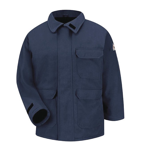 Parka, 93% Nomex Aramid / 5% Kevlar Aramid / 2% Other Fiber, Brass Zipper, Navy, 2XL Long