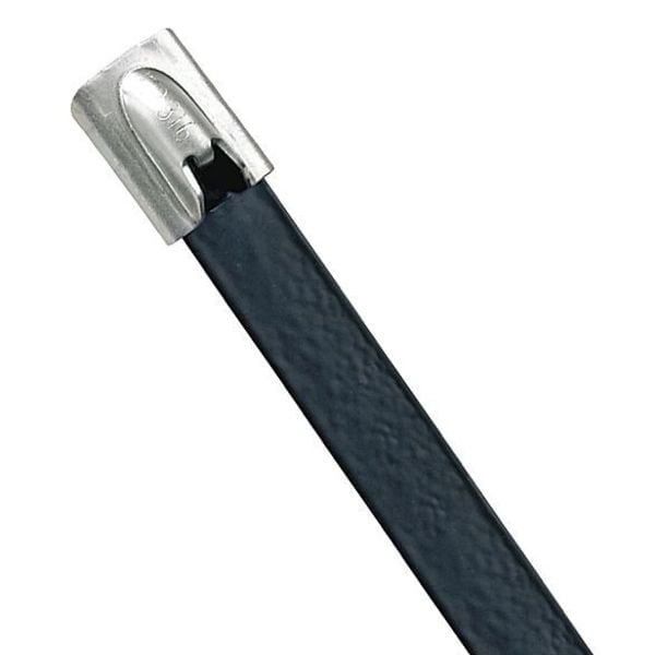 Cable Tie, 27 in L, 8 in Max Bundle Dia., Black, 316 Stainless Steel, Polyester, 250 lb Strength