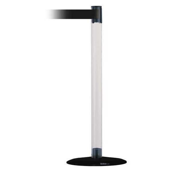 Barrier Post with Belt, 13 ft Length, 38 in Post Height, No Legend, Black