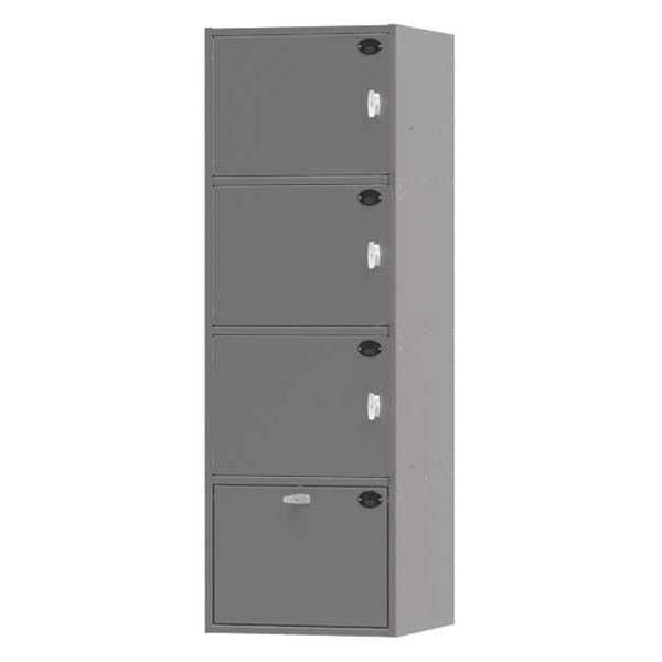 Duty Bag Locker, 24 in W, 36 in D, 72 in H, (1) Wide, (4) Tier, Gray