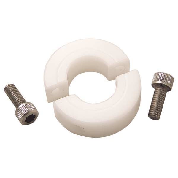 Shaft Collar, Clamp, 2Pc, 7/8 In, Plastic