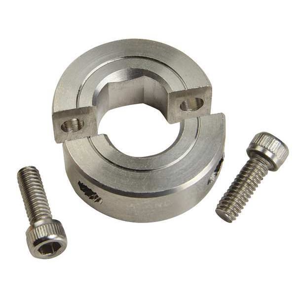 Shaft Collar, D-Bore, 2Pc, 1/2 In, 303 SS