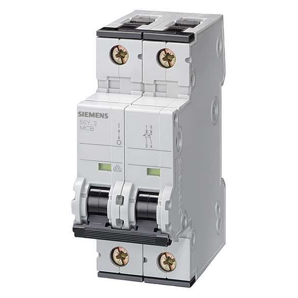 Circuit Breaker, 5SY4 Series, 0.5A, 2 Pole, 400V AC, 10kA at 400V AC, C Curve